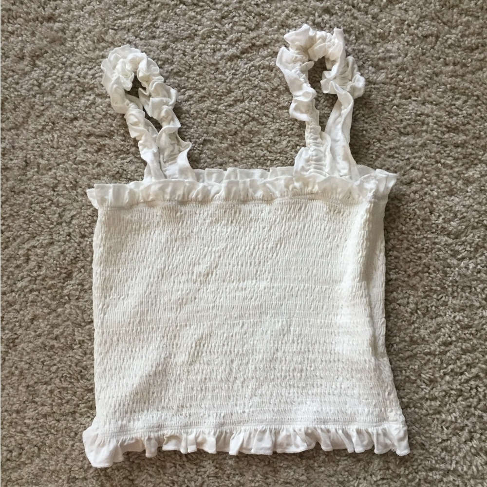 White Ruffle crop top